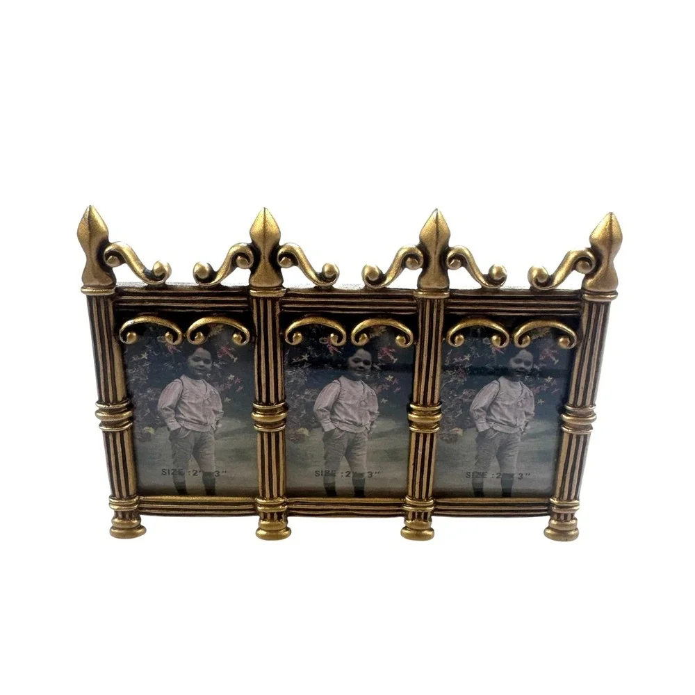 Ornate Metal Photo Frames Set of 3 Ornate Brass Silver Victorian Gothic Vintage